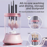 Pink Electric Makeup Brush Cleaner & Dryer Machine - Automatic Spinner Tool (Rechargeable model) - 45-Degree Angle