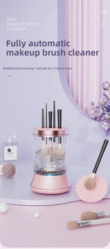 Pink Electric Makeup Brush Cleaner & Dryer Machine - Automatic Spinner Tool (Plug-in model) - Front View