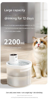 Black Wireless Automatic Pet Water Fountain - 2.2L Motion Sensor Dispenser - Side View