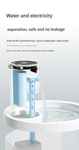 Black Wireless Automatic Pet Water Fountain - 2.2L Motion Sensor Dispenser - Top-Down View