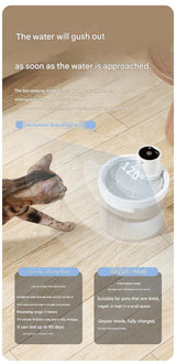Orange Wireless Automatic Pet Water Fountain - 2.2L Motion Sensor Dispenser - Close-Up Angle