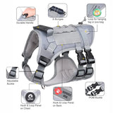 Black Tactical Dog Training Harness - Adjustable Vest for Training and Walking - M - Front View
