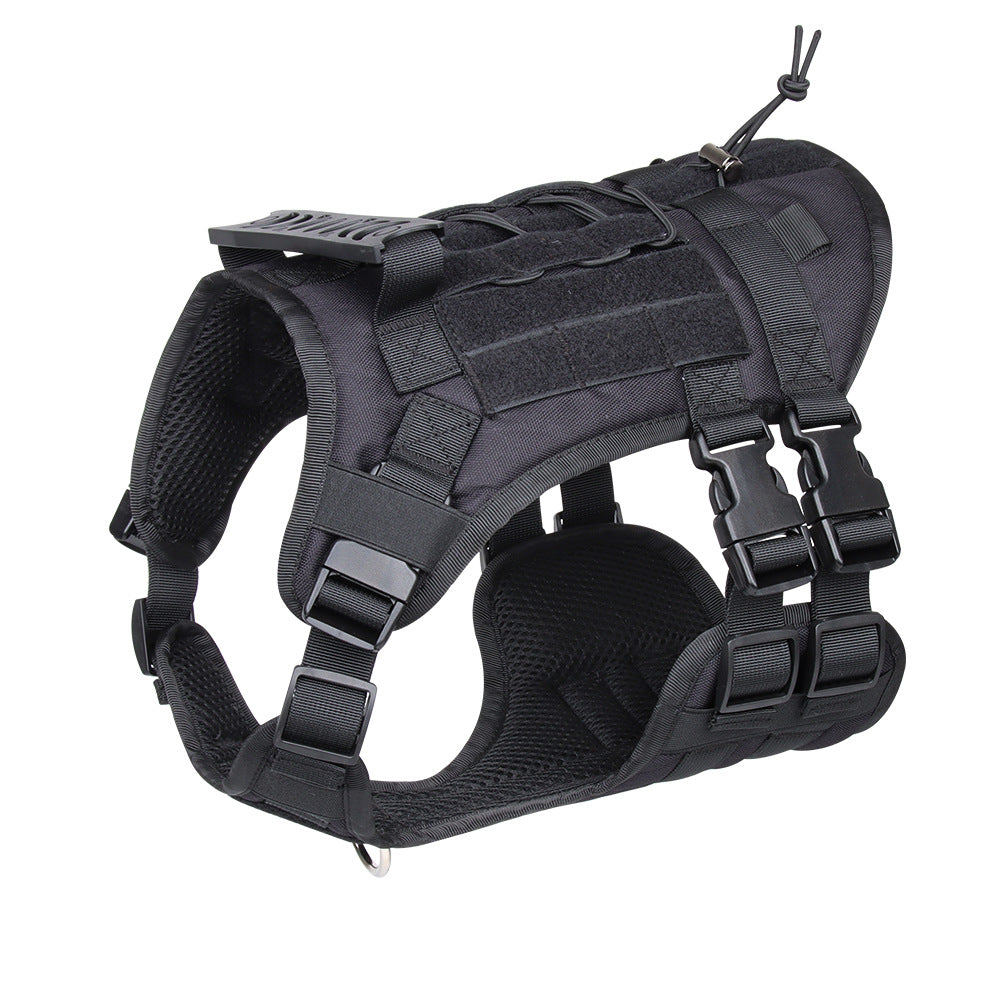Black Tactical Dog Training Harness - Adjustable Vest for Training and Walking - L