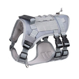 Gray Tactical Dog Training Harness - Adjustable Vest for Training and Walking - M