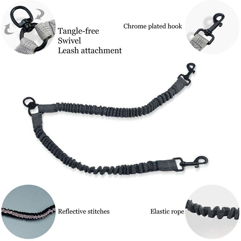 Blue Pet Double-Ended Rope + 1.5M Leash - Easy to walk two dogs, tangle-free design
