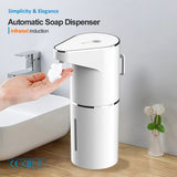 White Automatic Foaming Soap Dispenser - USB Rechargeable, Touchless Infrared Sensor - Front View