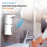 White Automatic Foaming Soap Dispenser - USB Rechargeable, Touchless Infrared Sensor - Side View