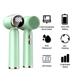 White 6-in-1 Electric Facial Cleansing Brush Set - Rechargeable & Waterproof