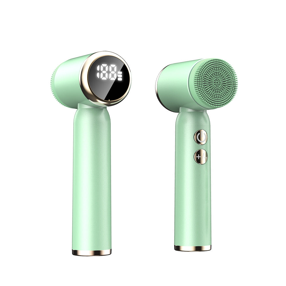 Green 6-in-1 Electric Facial Cleansing Brush Set - Rechargeable & Waterproof