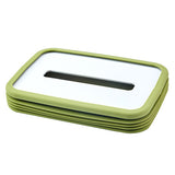 2-pcs Green Silicone Tissue Box Holder - Automatic Self-Lowering Dispenser - Front View