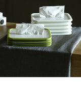 2-pcs White Silicone Tissue Box Holder - Automatic Self-Lowering Dispenser - Front View