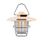 Beige Vintage LED Camping Lantern - Rechargeable, Stepless Dimming, Power Bank