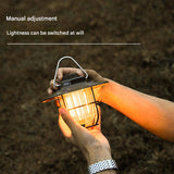 Beige Vintage LED Camping Lantern - Rechargeable, Stepless Dimming, Power Bank - 45-Degree Angle