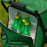 Green Insulated Cooler Backpack Chair - Foldable Stool for Picnics & BBQ - Side View