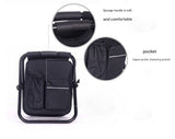 Black Insulated Cooler Backpack Chair - Foldable Stool for Picnics & BBQ - 45-Degree Angle