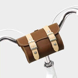 PU Leather Cycling Pouch - Retro Style for Bicycle Handlebars or Saddle - Front View