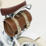 PU Leather Cycling Pouch - Retro Style for Bicycle Handlebars or Saddle - Top-Down View
