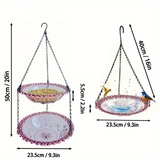Pink Easy Clean Hanging Bird Feeder - Double Layer Durable Plastic Design for Patios - Front View