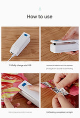 Kitchen Gadget: Portable Heat Sealer - Seals Bags, Cuts, Holds Phone - Side View