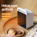 White Mini Table Heater - with tip-over and overheating protection, suitable for office and home - Front View