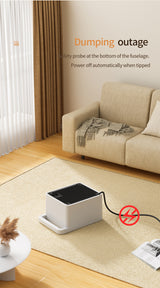 White Mini Table Heater - with tip-over and overheating protection, suitable for office and home - 45-Degree Angle