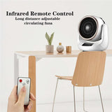 White Desktop Ceramic Heater Fan - All Season Use, Hot & Cold Modes with Remote Control - Front View