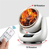 White Desktop Ceramic Heater Fan - All Season Use, Hot & Cold Modes with Remote Control - Side View