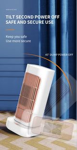 White Portable Electric Heater with Oscillation & Tip-Over Protection- 2 Heat Settings, Mini Tower - Rear View