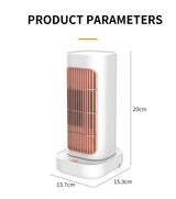 White Portable Electric Heater with Oscillation & Tip-Over Protection- 2 Heat Settings, Mini Tower - Low Angle