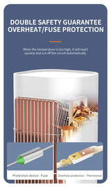 Pink Portable Electric Heater with Oscillation & Tip-Over Protection- 2 Heat Settings, Mini Tower - Close-Up Angle