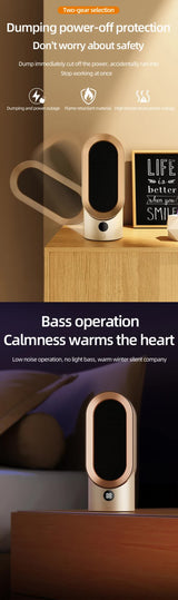 Stay Warm: Portable Electric Ceramic Heater - Quiet, Safe & Efficient for Small Spaces - Rear View