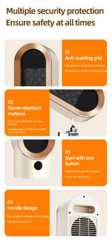 Stay Warm: Portable Electric Ceramic Heater - Quiet, Safe & Efficient for Small Spaces - Close-Up Angle