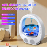 Black 3-in-1 Anti-Gravity Water Drop Humidifier with Bluetooth Speaker & LED Fish Tank Light - Front View