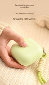 White Cute Block Hand Warmer - Fast Heating Portable Electric Warmer with Lanyard - Top-Down View