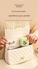 Green Cute Block Hand Warmer - Fast Heating Portable Electric Warmer with Lanyard - Side View