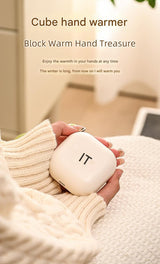 Pink Cute Block Hand Warmer - Fast Heating Portable Electric Warmer with Lanyard - Rear View