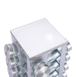 Modern stainless steel square spice revolving rack with 16 (88 ml each) empty glass jars - Front View