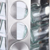 Modern stainless steel square spice revolving rack with 16 (88 ml each) empty glass jars - Top-Down View