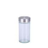 Modern stainless steel square spice revolving rack with 16 (88 ml each) empty glass jars - Rear View