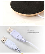 USB Cup Warmer - Dark Wood Grain Electric Beverage Warmer for Desk, Office and Home