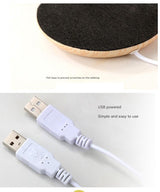 USB Cup Heater - White Porcelain Electric Beverage Heater for Desk, Office and Home - Front View