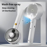 Pink Rechargeable Pet Grooming Brush with UVC Sterilizer & Mist Spray - Front View