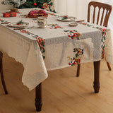Embroidered Christmas Tablecloth - Embroidered Santa Claus, Reindeer (140*240cm)