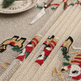Embroidered Christmas Tablecloth - Embroidered Santa Claus, Reindeer (140*240cm) - Side View