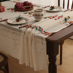 Embroidered Christmas Tablecloth - Embroidered Santa Claus, Reindeer (140*240cm)
