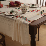 Embroidered Christmas Tablecloth - Embroidered Santa Claus, Reindeer (140*240cm) - 45-Degree Angle