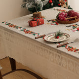 Embroidered Christmas Tablecloth - Embroidered Santa Claus, Reindeer (140*240cm) - Rear View