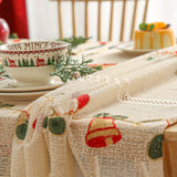 Embroidered Christmas Tablecloth - Embroidered Bells & Holly Design (140*305cm) - Front View