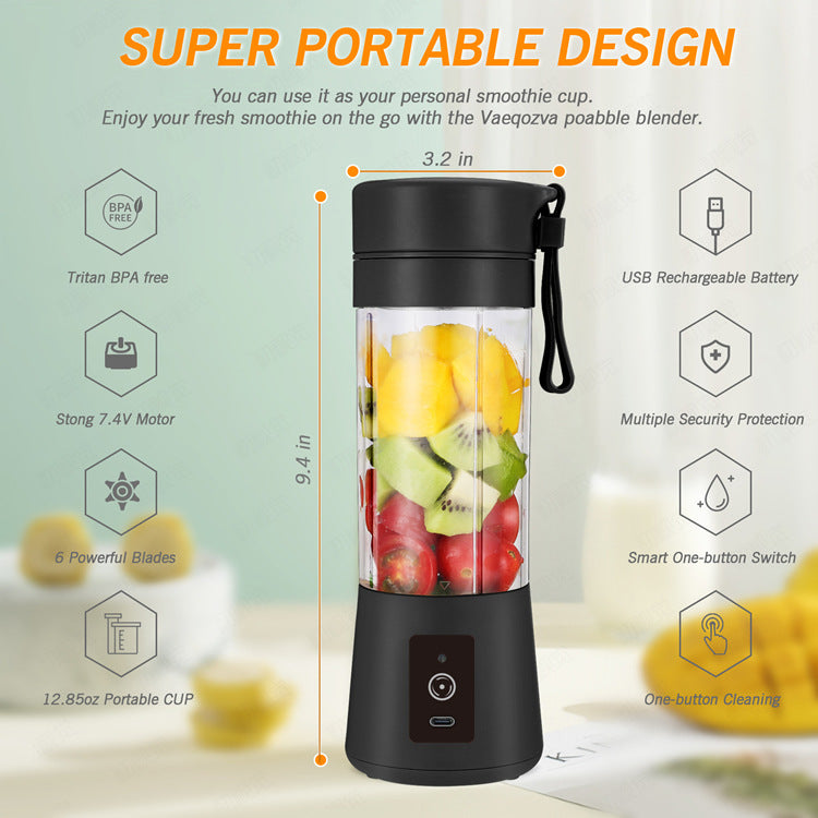White Portable Blender USB Rechargeable - Personal Size Smoothie Maker On The Go