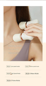 Light yellow Portable Dual Head Mini Massager - 5 Modes, Quiet Operation, USB-C Rechargeable - Side View